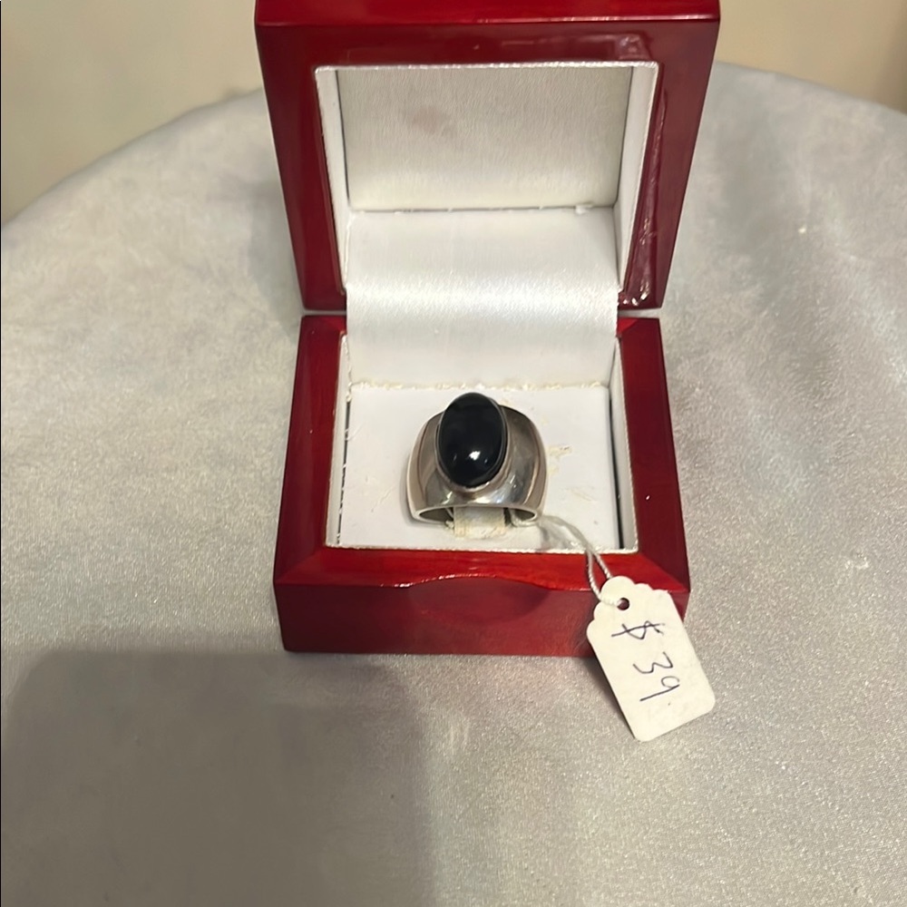Elegant Silver Ring with Black Stone